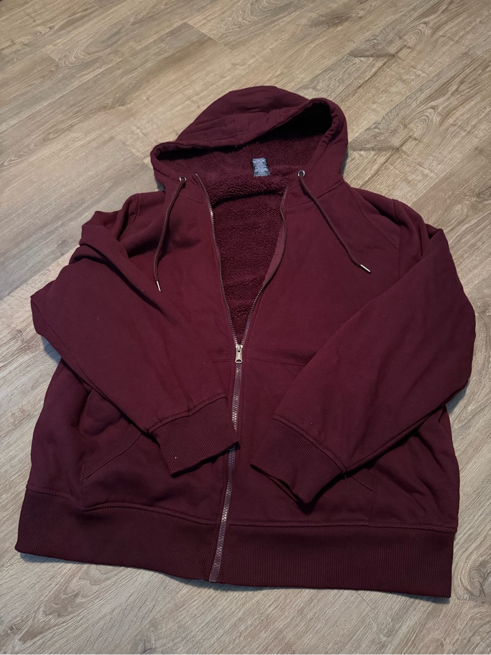George Men's Maroon Zip-Up Sherpa Hoodie